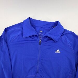 Adidas ClimaLite Blue Long Sleeve Quarter Zip Athletic Pullover Shirt Womens M